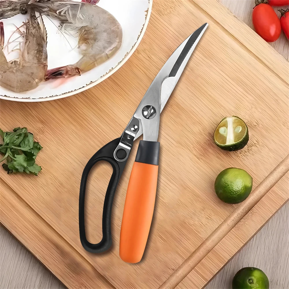 Stainless Steel Kitchen Scissors – BBQ & Food Shears Kitchen Scissors Axl Scissors-Orange