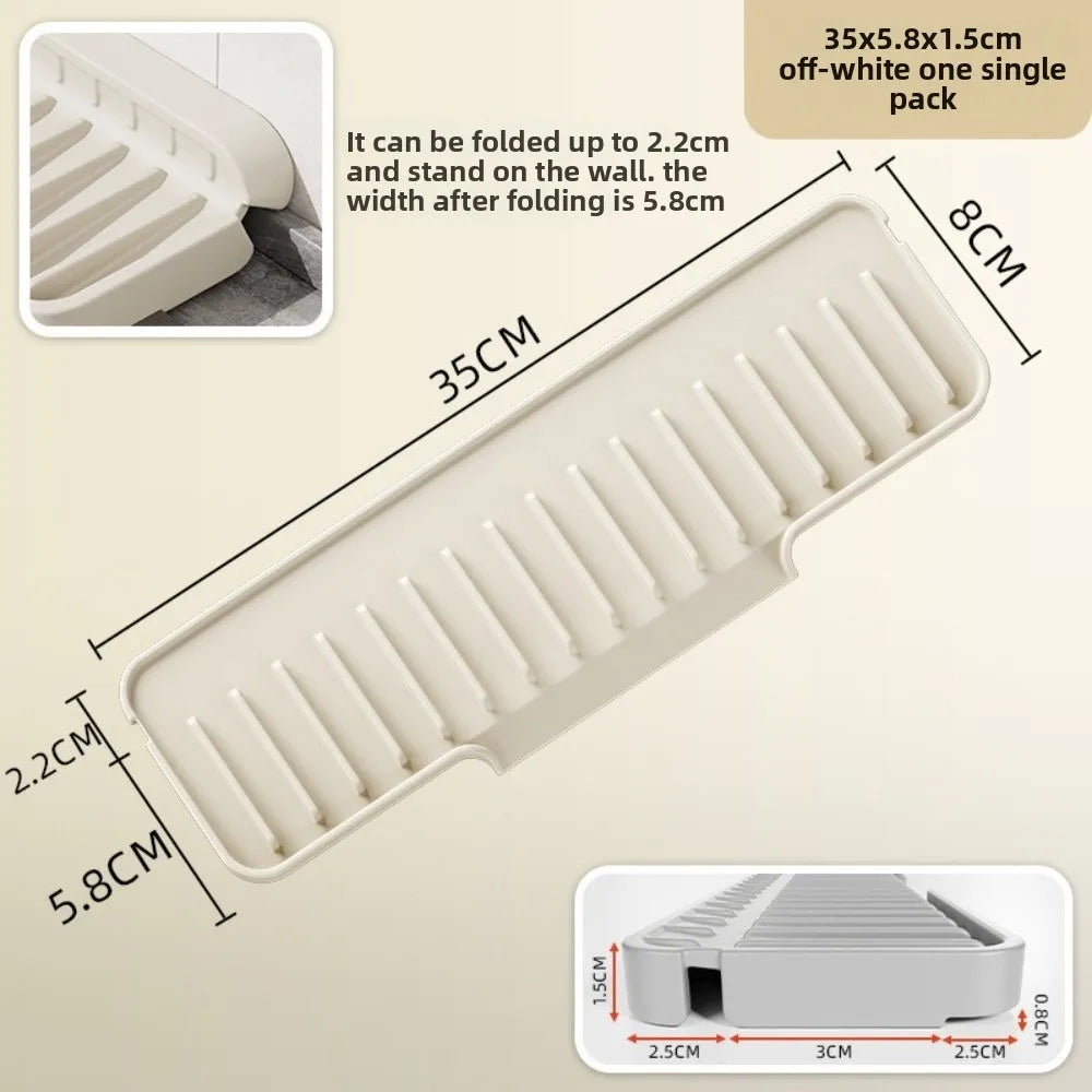 Silicone Sink Drain Pad – Anti-Slip Splash-Proof Counter Mat Sink Drain Mat Axl 35cm-White