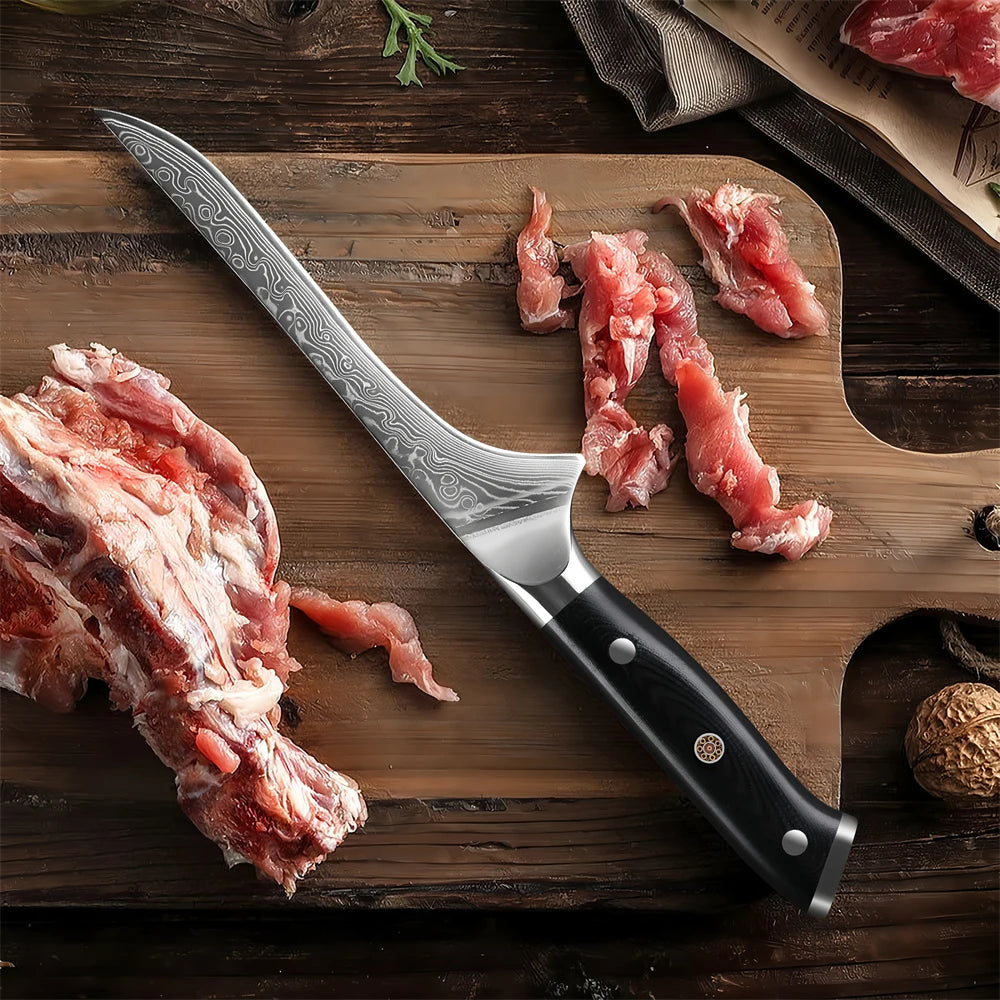 67-Layer Damascus Steel Boning Knife – Forged Kitchen Knife Damascus Kitchen Knife Axl Boning Knife