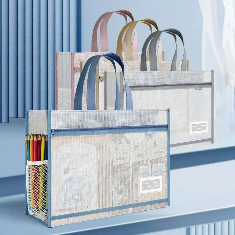 A3 Mesh Art Bag – Waterproof Transparent Zip Shoulder File Bag Mesh Art Bag Axl
