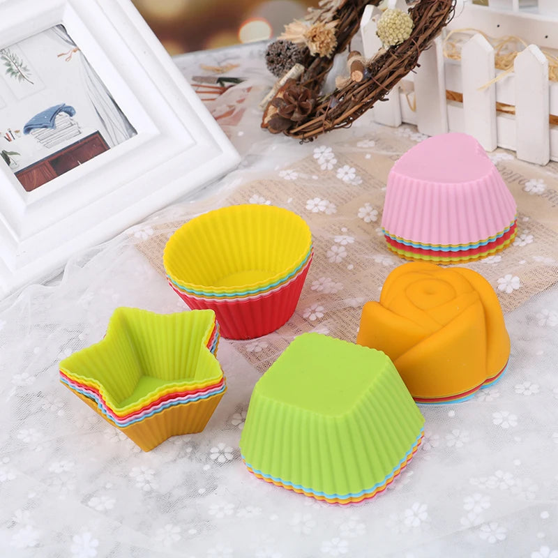 6-Piece Silicone Cupcake Molds – Assorted Shapes Baking Set Silicone Baking Molds Axl