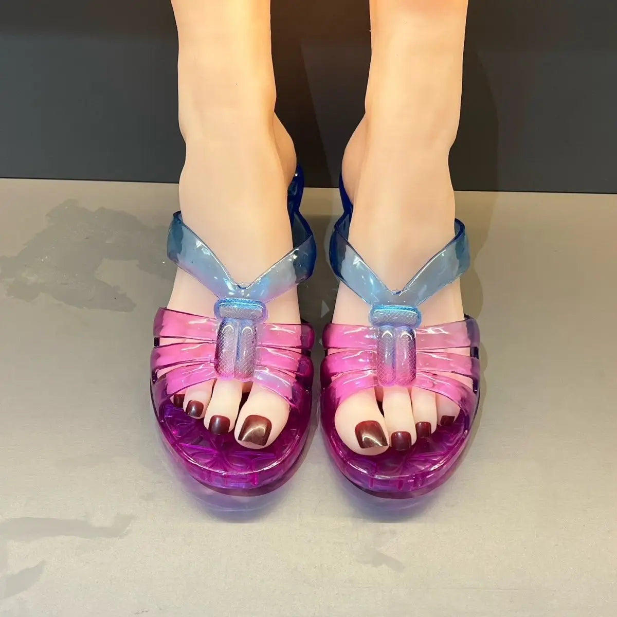 Women's Gradient Crystal Wedge Slippers – Jelly Sandals Wedge Jelly Sandals Axl