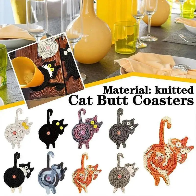Cat Butt Cloth Coaster – Non-Slip Cup Mat & Home Table Decor Novelty Drink Coaster Axl