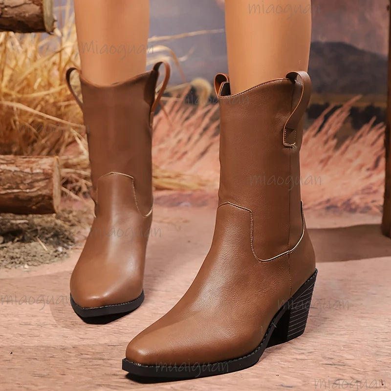 Women's Western Ankle Boots – Pointed Toe Block Heel, Sizes 6–10 Western Ankle Boots Axl