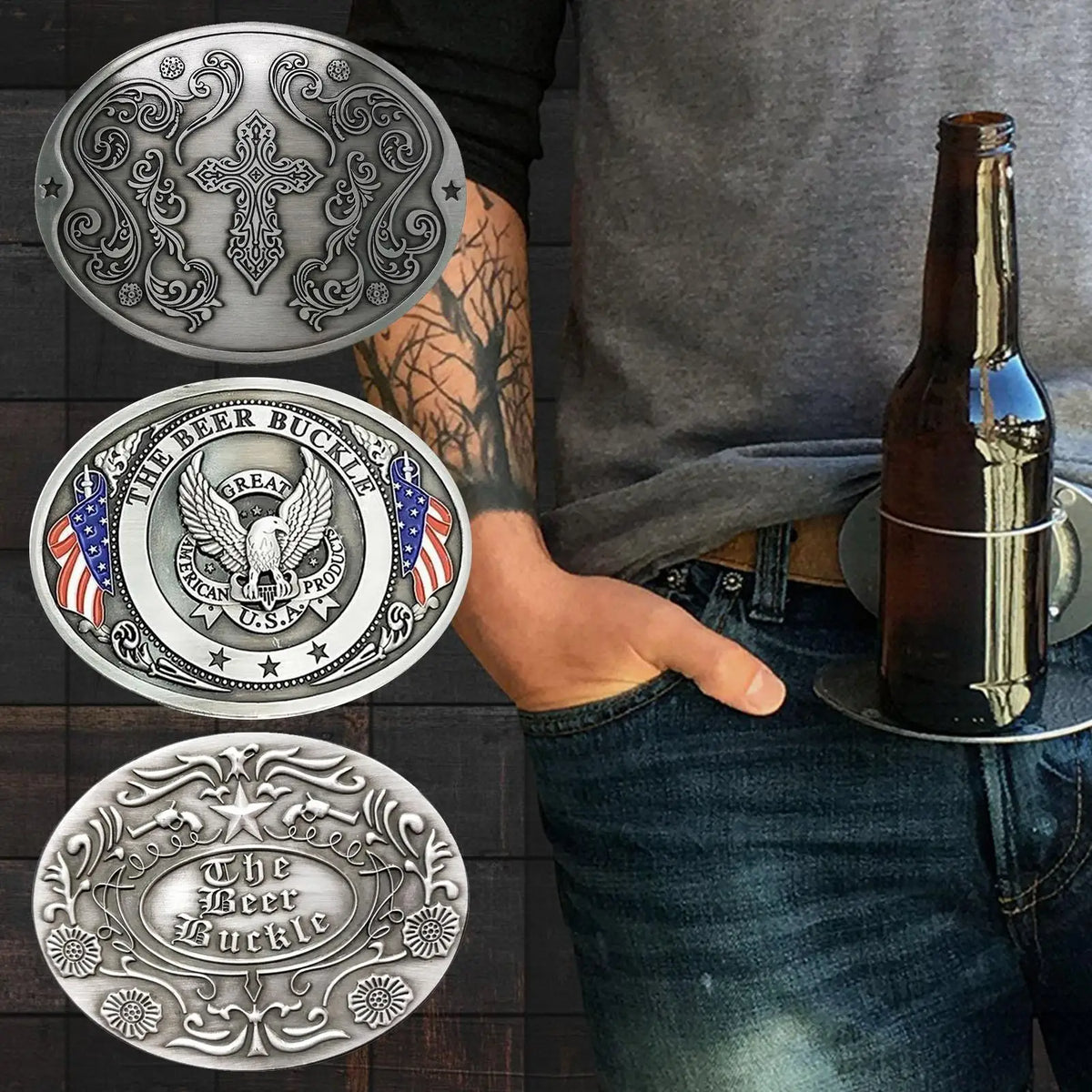 Beer Bottle Belt Clip Holder – Antique Bronze Metal Holster Bottle Belt Holster Axl