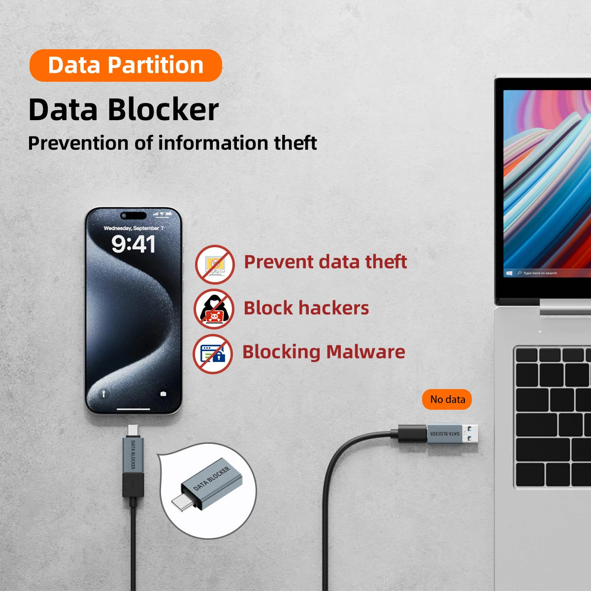 USB Type-C Data Blocker – Anti-Juice Jacking Security Adapter USB Security Adapter Axl