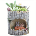 Tree Hole Resin Planter – Micro Landscape Succulent Pot Decor Decorative Planter Axl Rabbit