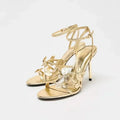 Women's Satin Gladiator Stiletto Sandals – Narrow Band Heels Gladiator Stiletto Sandals Axl gold 37