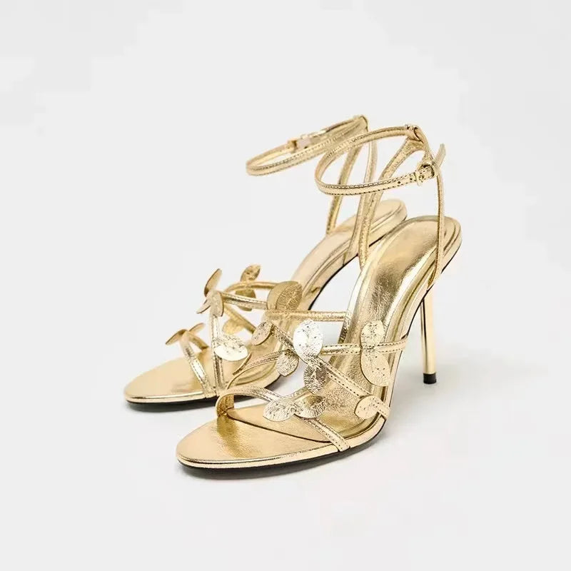 Women's Satin Gladiator Stiletto Sandals – Narrow Band Heels Gladiator Stiletto Sandals Axl gold 37