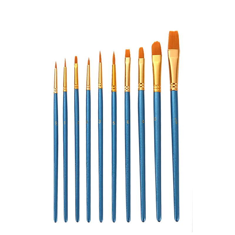 10-Piece Artist Paint Brush Set – Oil, Acrylic & Watercolor Artist Paint Brushes Axl Blue