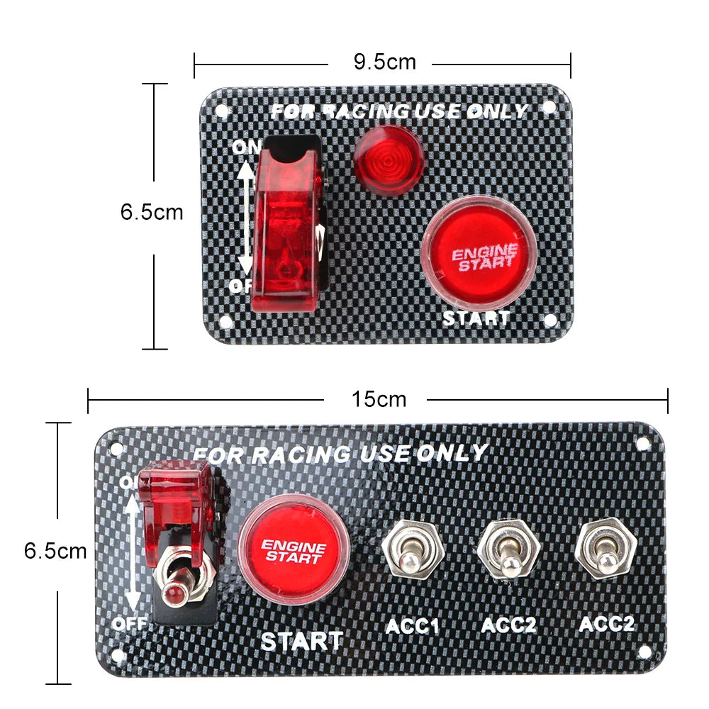 12V LED Ignition Switch Panel – Racing Car Engine Start Button Ignition Switch Panel Axl
