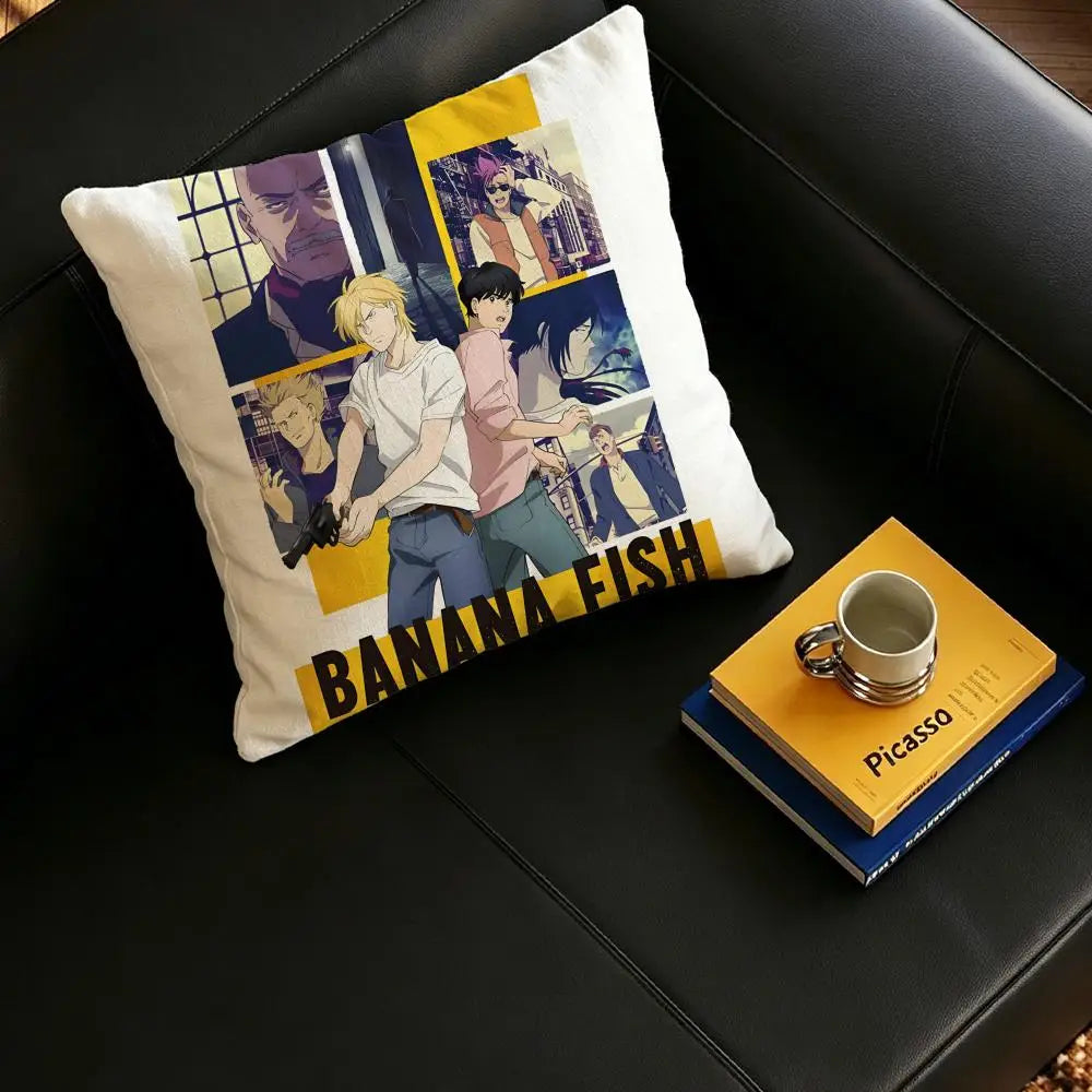 Anime Linen Cushion Cover Set | Sofa, Bedroom & Chair Decor Linen Cushion Cover Axl