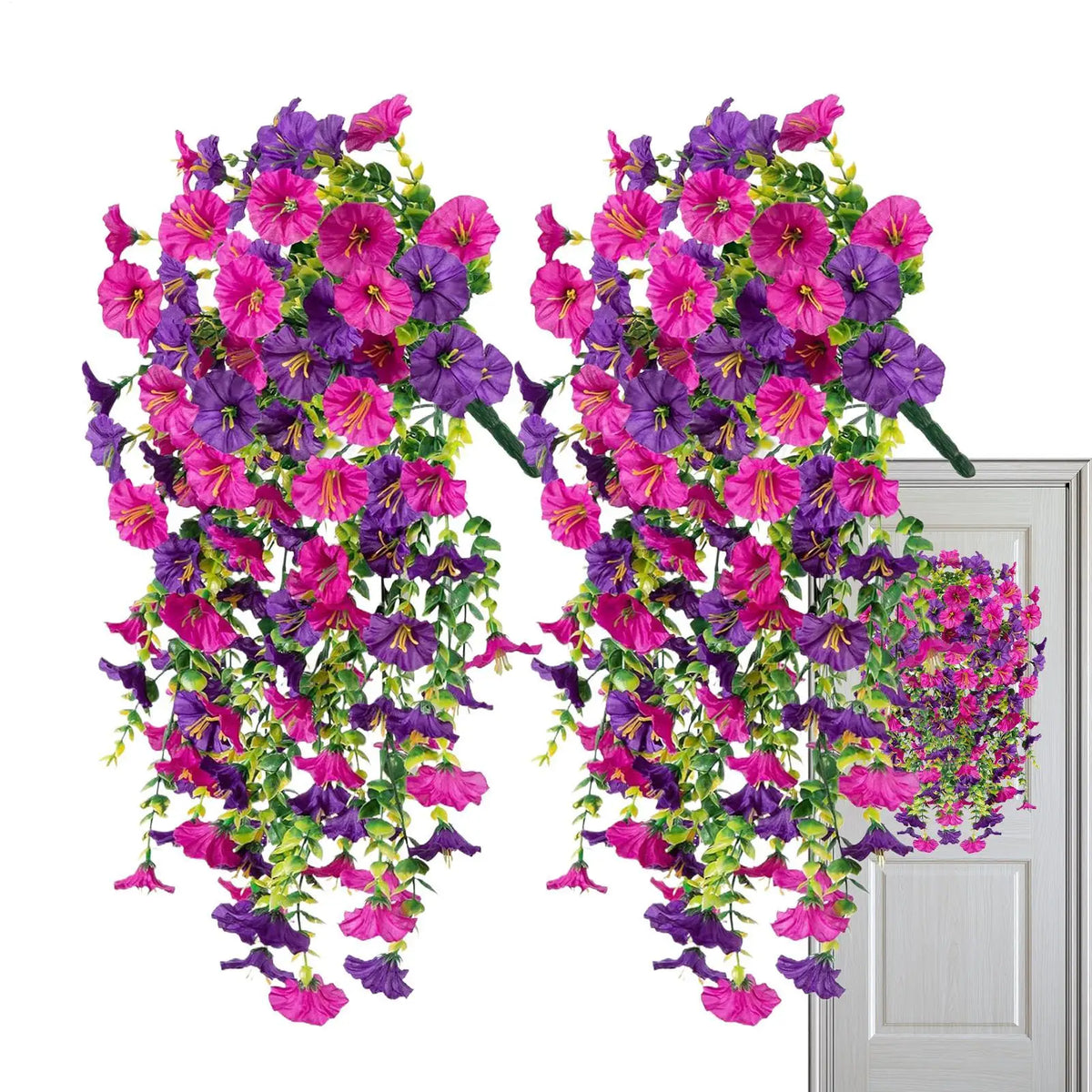 2pc Artificial Silk Petunia Hanging Flowers | UV Resistant Outdoor Artificial Hanging Flowers Axl