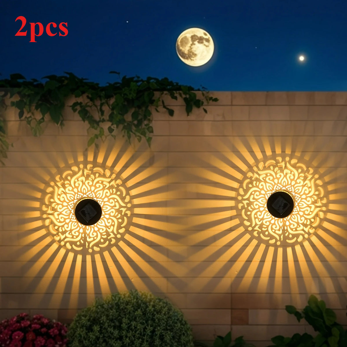 IP65 Solar LED Wall Light – Warm Outdoor Garden & Pathway Solar Wall Light Axl 2PCS