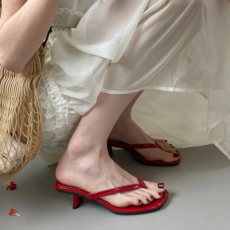 Women's Square Toe Heeled Slippers – Summer Slides & Flip Flops Heeled Slide Sandals Axl