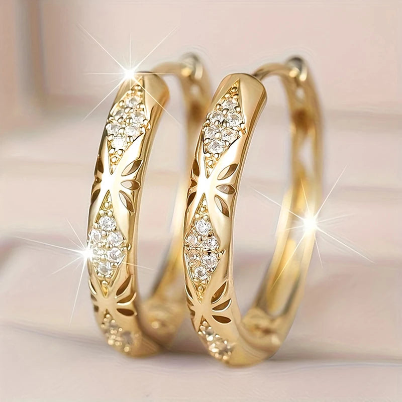 Huitan Sparkling CZ Hoop Earrings – Women's Fashion Jewelry Hoop Earrings Axl E5827