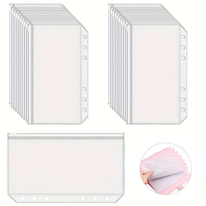 A6 Clear Zipper Pouches for 6-Ring Binders – 20 or 50 Pack Binder Zipper Pouches Axl
