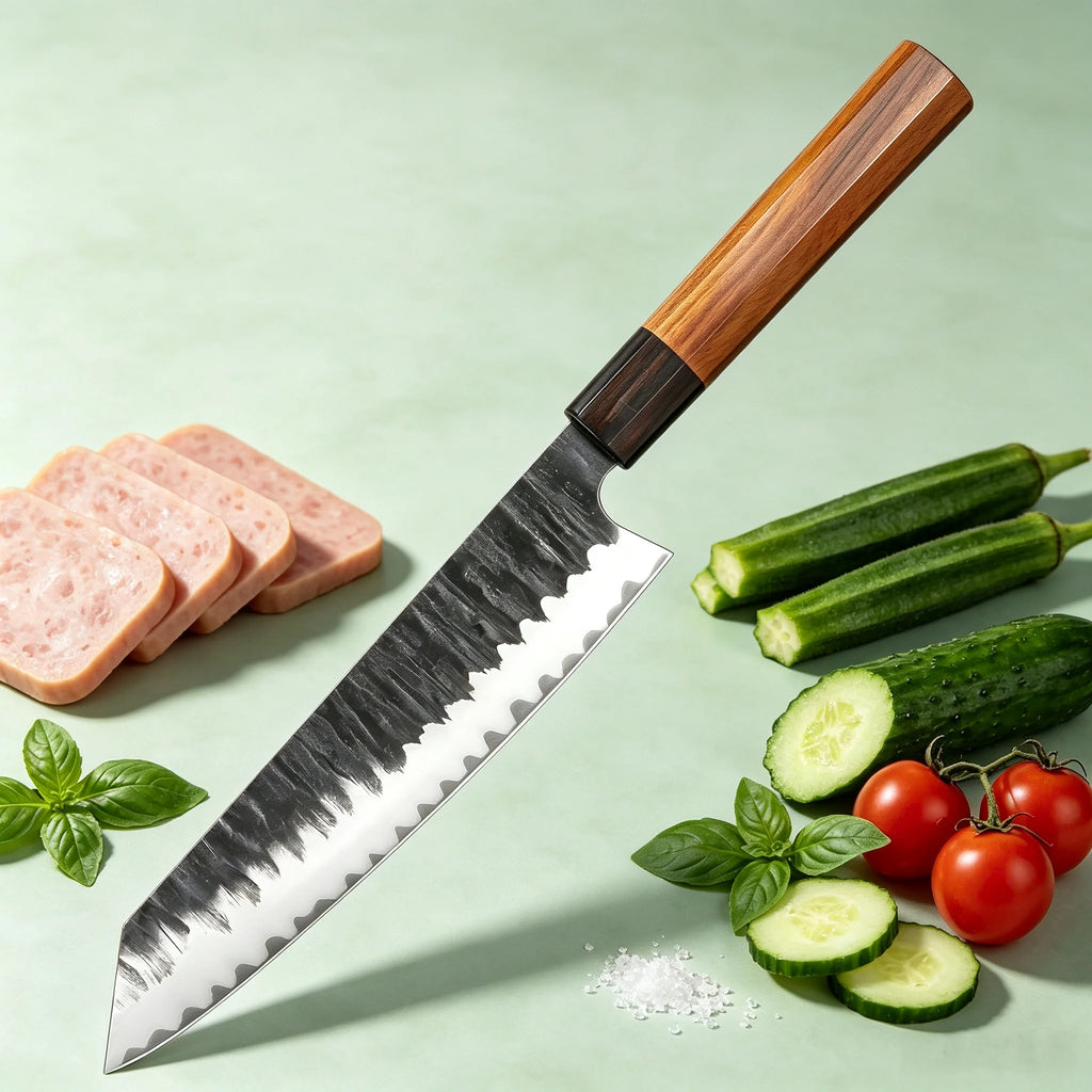 Kiritsuke Chef Knife – Clad Steel Blade & Wood Handle Kitchen Knife Axl