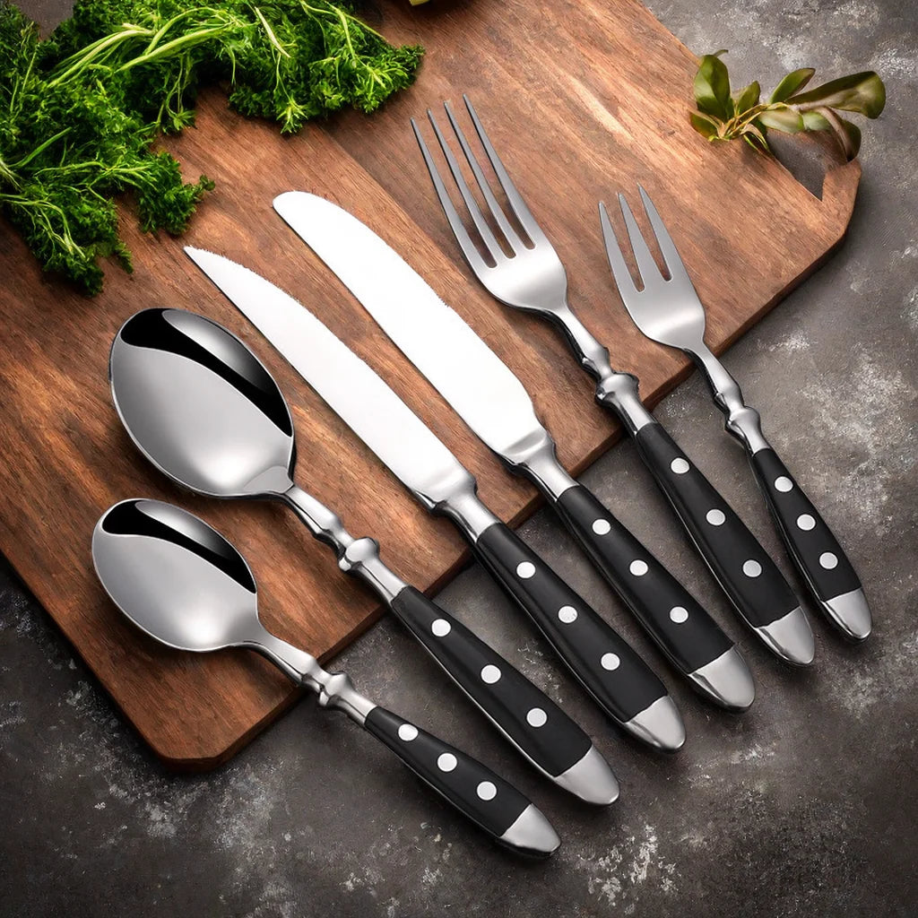 Elegant Stainless Steel Cutlery Set – Fork, Spoon & Steak Knife Cutlery Dinnerware Set Axl