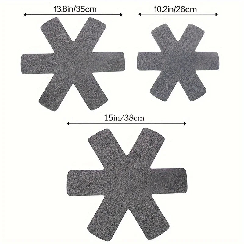 3-Pack Felt Pot & Pan Protector Divider Pads – Non-Scratch Mats Cookware Protector Pads Axl 3pcs L