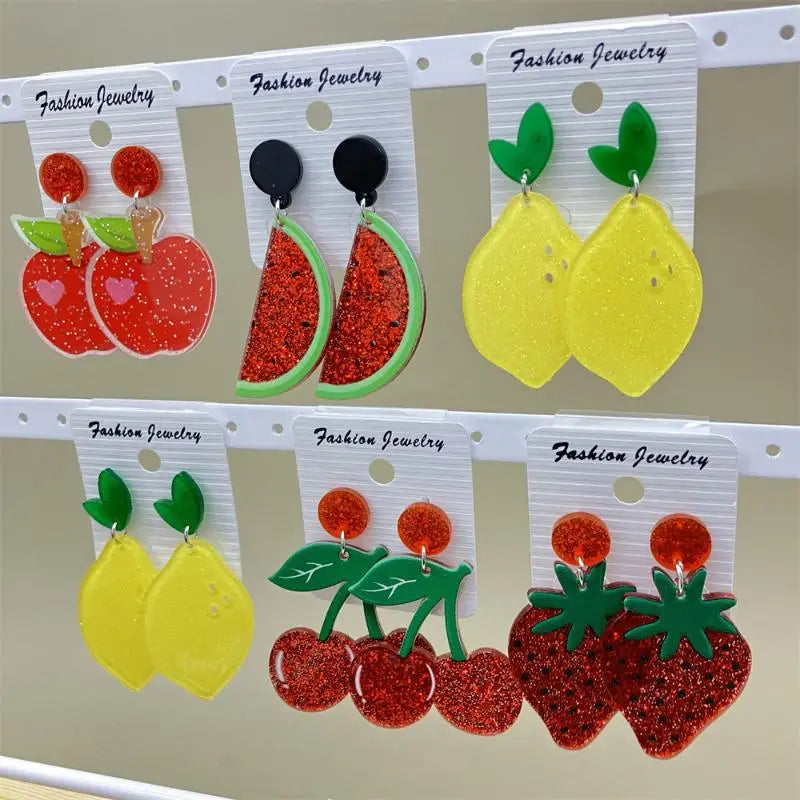 Fruit Drop Earrings – Mango Strawberry Watermelon Acrylic Drop Earrings Axl
