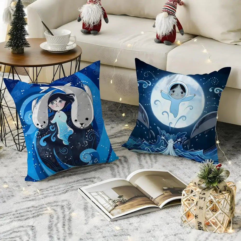 Song of the Sea Linen Cushion Cover | Hidden Zipper Pillowcase Decorative Cushion Cover Axl