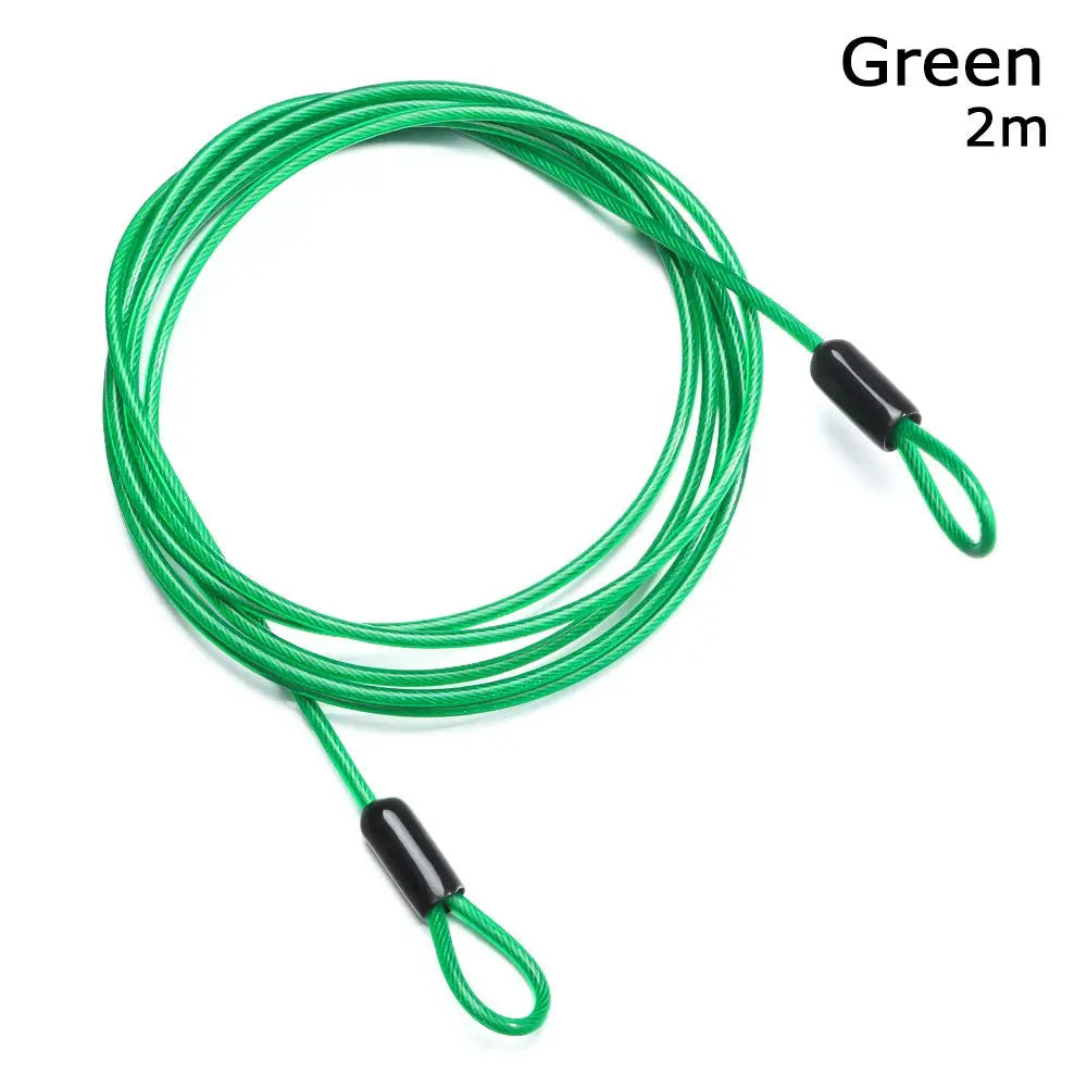 Steel Cable Bike Lock 0.5/1/2m – MTB & Road Bicycle Wire Bicycle Cable Lock Axl Green-2 meters