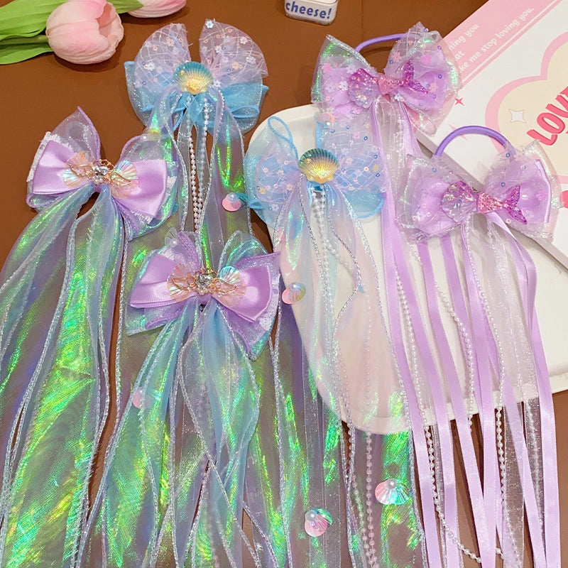 Mermaid Princess Bow Hair Clip – Girls Braided Hair Accessory Hair Clip Accessory Axl
