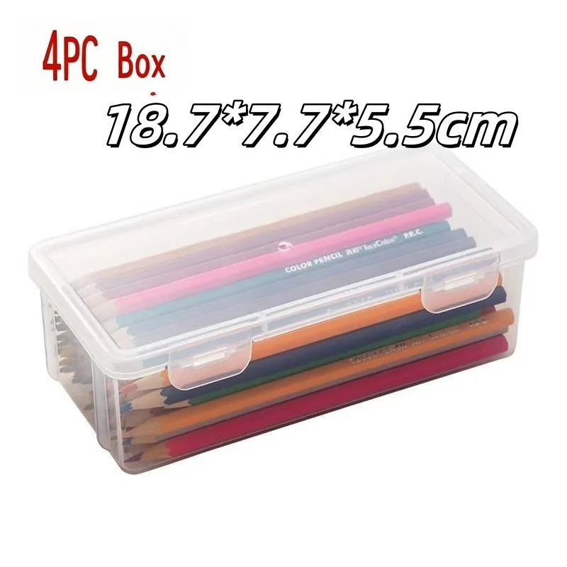 Clear Stackable Plastic Organizer Box – Jewelry & Pen Storage Plastic Storage Box Axl 4pcs Clear