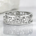 Huitan Silver Hollow Floral Ring – Women's Wedding Band Fashion Ring Axl T1092 10