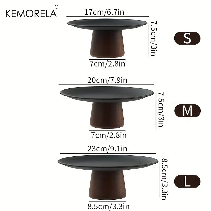 KEMORELA Acacia Wood Cake Stand – Footed Dessert Display Tray Wooden Cake Stand Axl