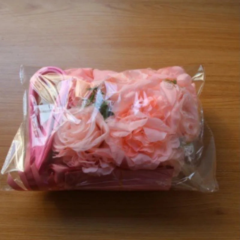 Wedding Car Decoration Artificial Flower Set – White & Pink Wedding Flower Decor Axl