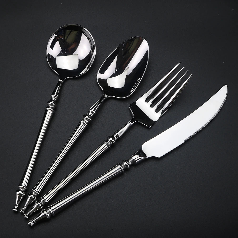 304 Stainless Steel Flatware Set – Steak Knife, Fork & Spoon Stainless Steel Flatware Set Axl