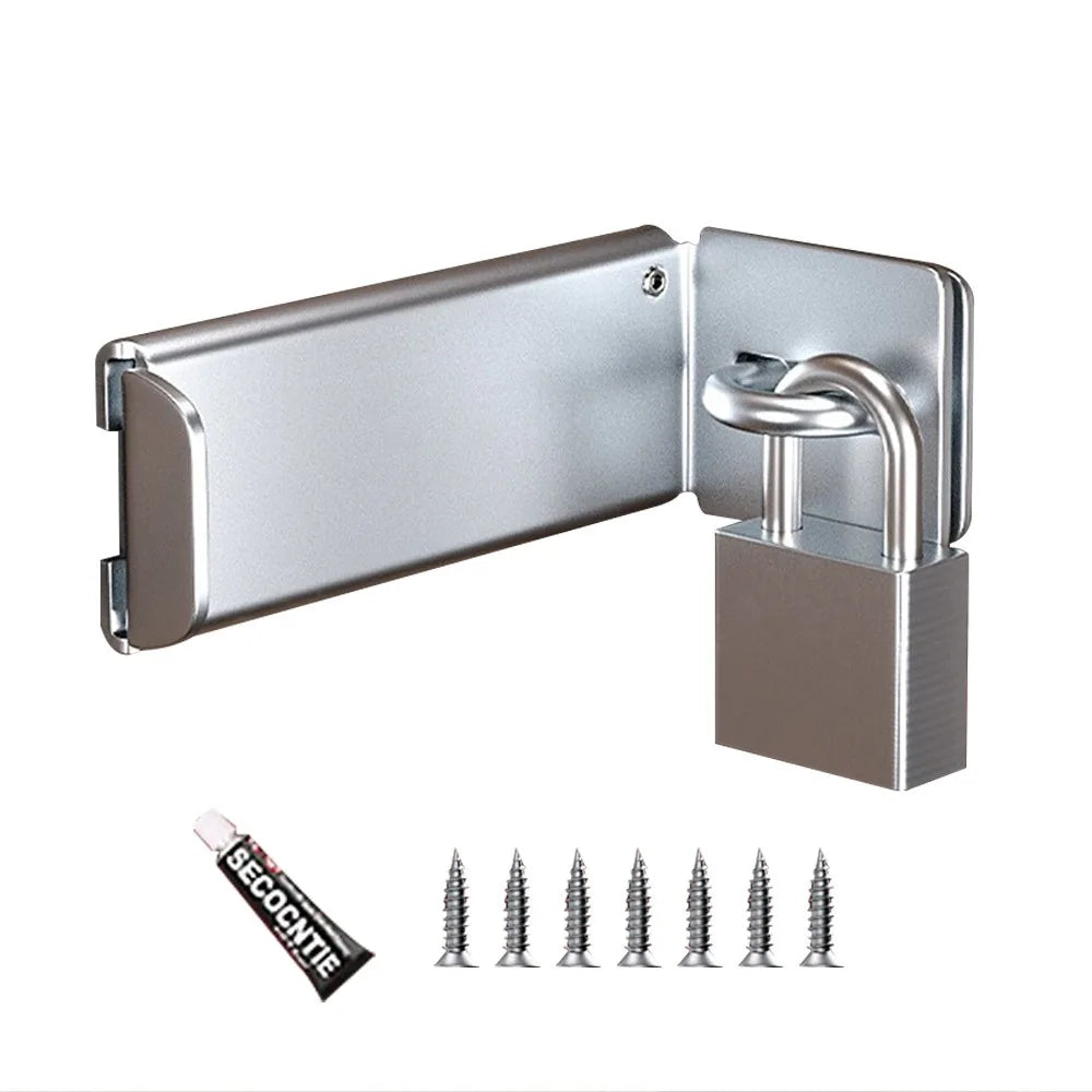 Stainless Steel 90° Door Hasp Clasp Lock – Shed & Gate Security Door Hasp Lock Axl Silver Style 1