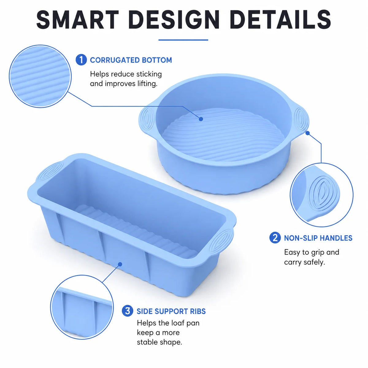2-Pack Silicone Cake & Loaf Pan Set – Non-Stick Bakeware Silicone Bakeware Set Axl