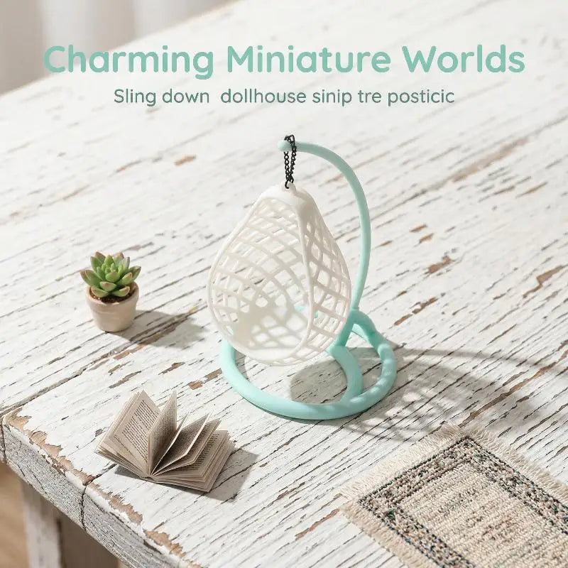 1:12 Scale Dollhouse Miniature Wicker Hanging Egg Chair Model Dollhouse Miniature Axl