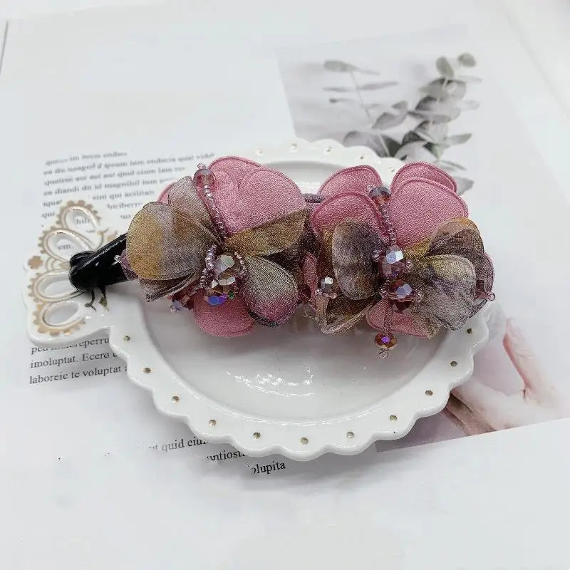 Non-Slip Floral Banana Hair Clip – Vintage Rose Barrette Hair Clip Barrette Axl A2