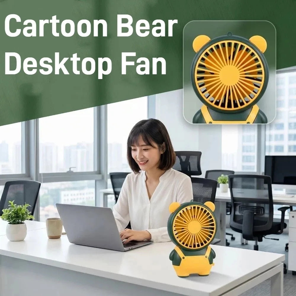 Bear Shape USB Rechargeable Mini Fan – Portable Kids Handheld Mini Handheld Fan Axl