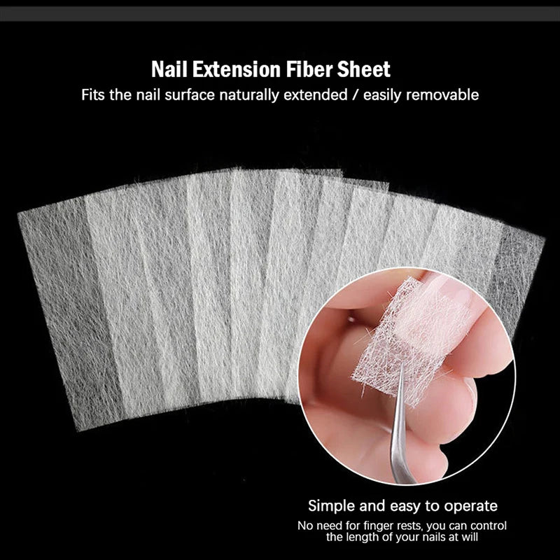 10Pcs Non-Woven Silk Nail Extension Forms | UV Gel Fiber Wraps Nail Extension Forms Axl