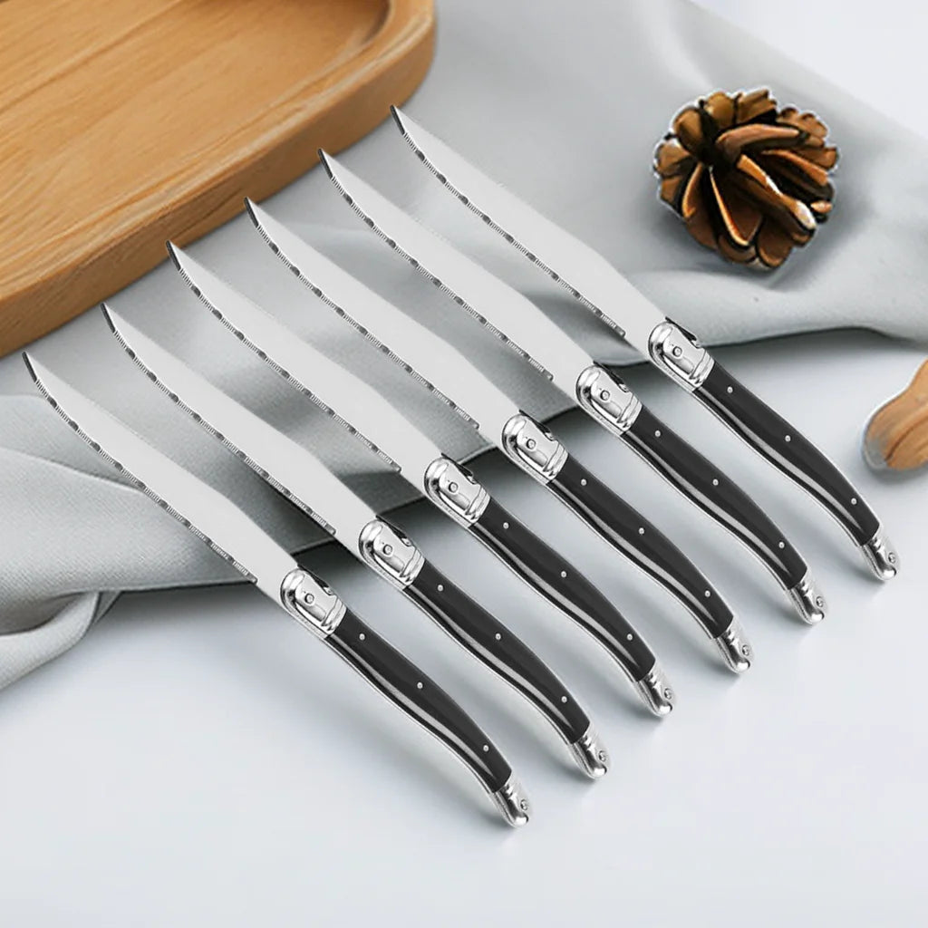 9" Laguiole Steak Knives Set – Serrated Stainless Steel 1–8 Pcs Steak Knife Set Axl