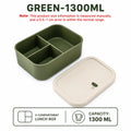 UWHISE Silicone Bento Box 3-Compartment Microwave Safe Lunch Box Silicone Lunch Box Axl Green-1300ml