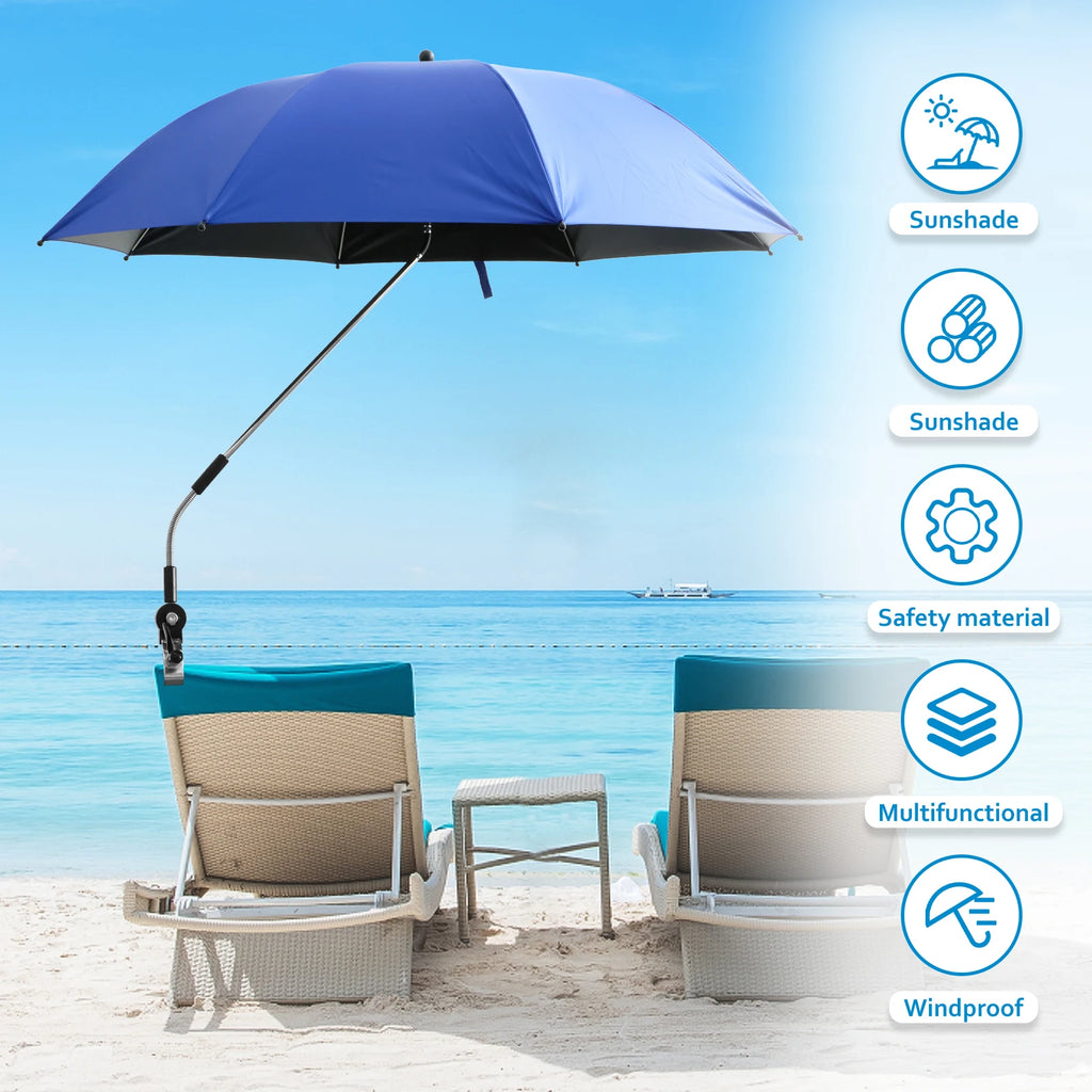 360° Adjustable Clamp Shade Umbrella – Beach, Camp & Wheelchair Clamp Shade Umbrella Axl