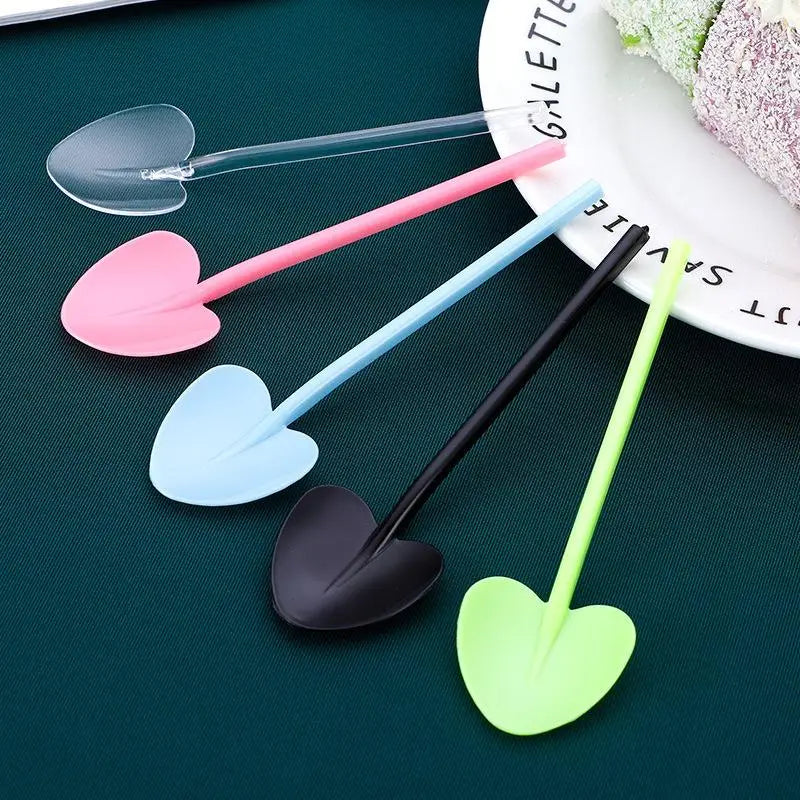 100 Heart Shaped Disposable Spoons – Colorful Party Dessert Disposable Party Spoons Axl