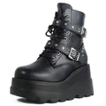 Women's PU Leather Platform Ankle Boots – Gothic Lace-Up Platform Ankle Boots Axl black 42