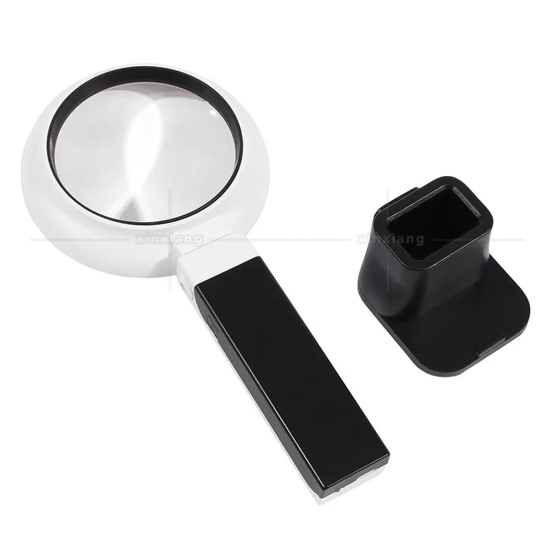 Rechargeable Magnifier 6X 8X 16X with Tri-Color LED – Handheld LED Magnifying Glass Axl