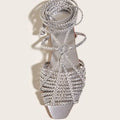 Women's Retro Cross-Tie Gladiator Flat Sandals – Gold Woven Gladiator Flat Sandals Axl Silver 38