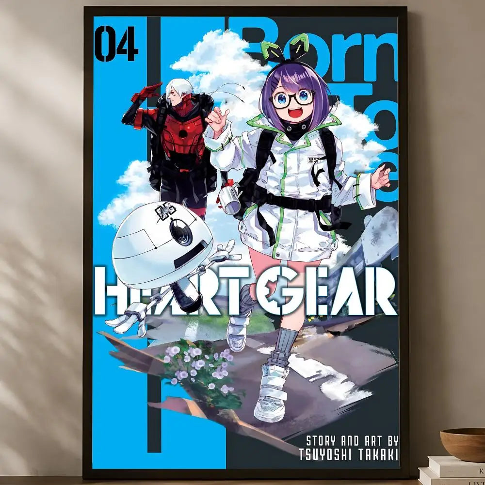 Cartoon Heart Gear Self-Stick Wall Art Poster | Waterproof HD Decor Wall Art Poster Axl White02 30X40cmNoframe
