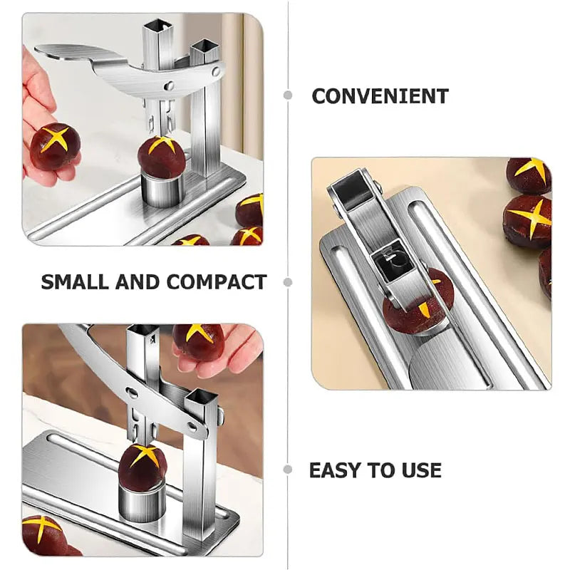 Stainless Steel Chestnut Cracker & Nut Opener – Non-Slip Handle Nut Cracker Tool Axl