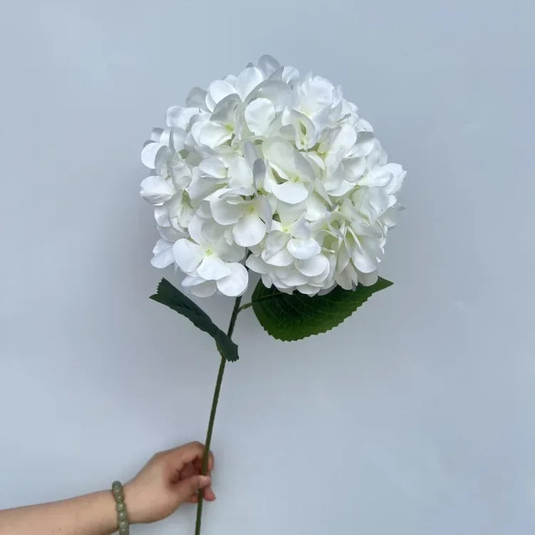 Large Hydrangea Artificial Flower Stems – 135 Petals, Candy Colors Artificial Flower Stems Axl White