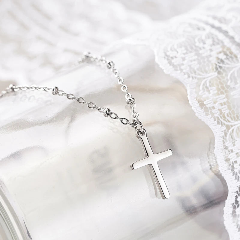 Huitan Dainty Cross Pendant Necklace | Stainless Steel Women Pendant Necklace Axl